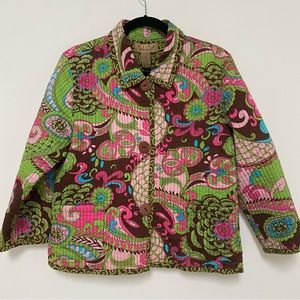 Peck & Peck Quilted Reversible Cotton Blazer Multicolor L